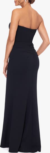 Rhinestone Strapless Scuba Gown
