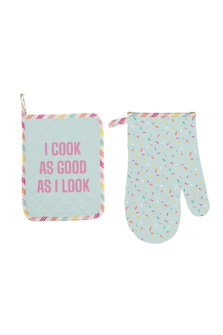As I Look Pot Holder Oven Mitt Set of 2, Main, color, Blue