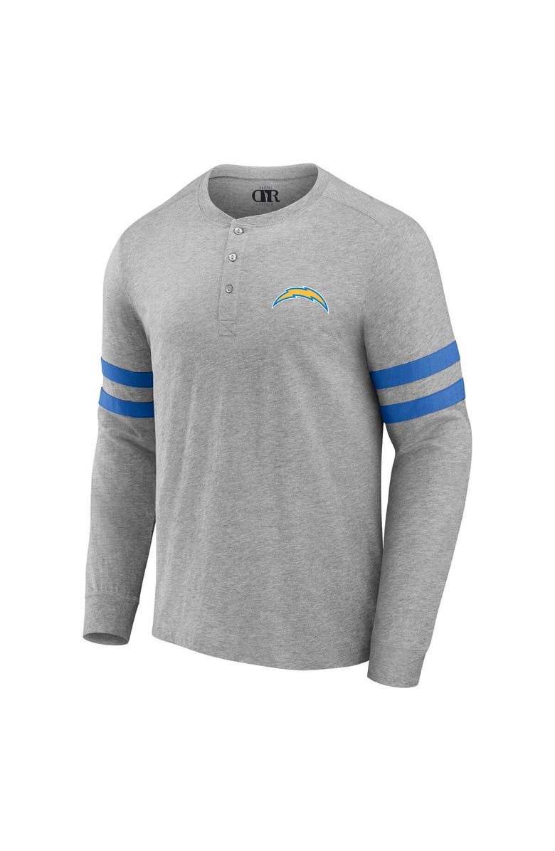 NFL X DARIUS RUCKER Men's NFL x Darius Rucker Collection by Fanatics Heather Gray Los Angeles Chargers Henley Long Sleeve T-Shirt, Alternate, color, 
