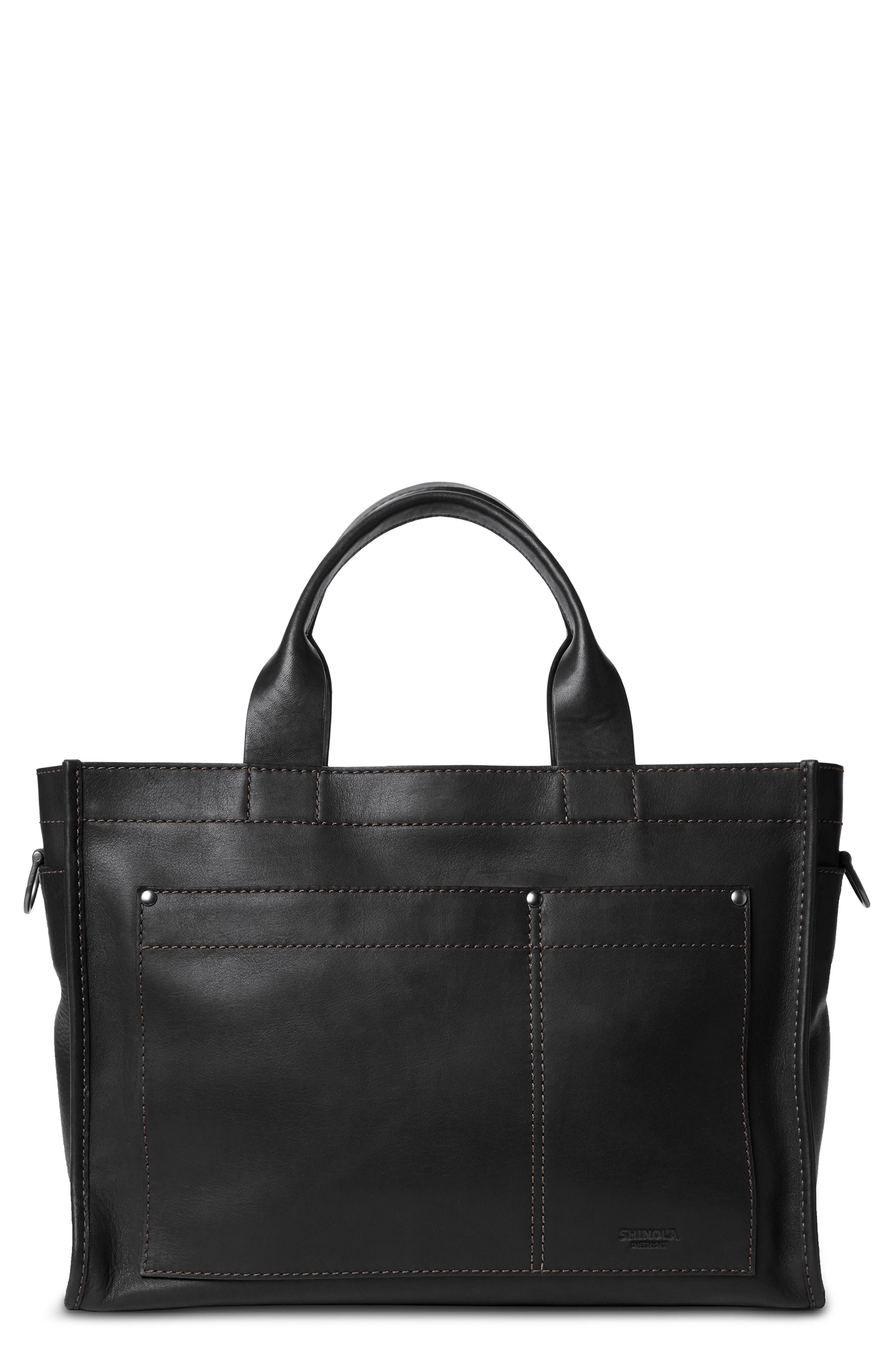 Shinola Bert Navigator Leather Brief Tote, Main, color, 