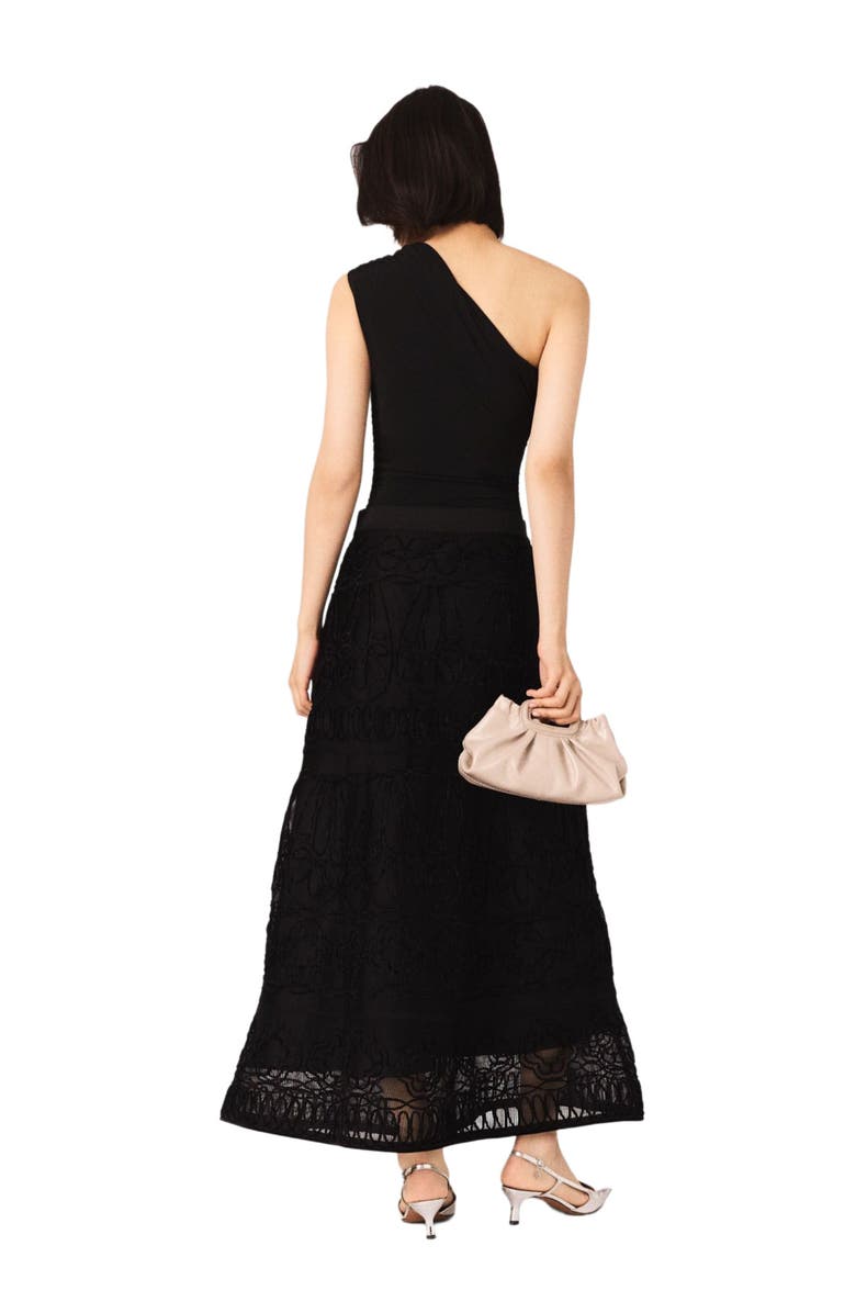 maje Asymmetric bodysuit, Alternate, color, Black