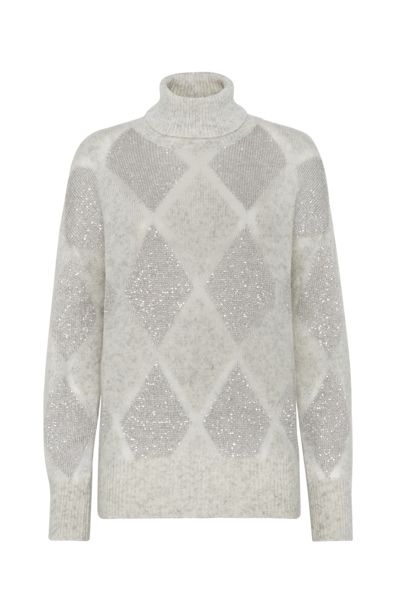 Brunello Cucinelli Dazzling Argyle turtleneck sweater, Main, color, 