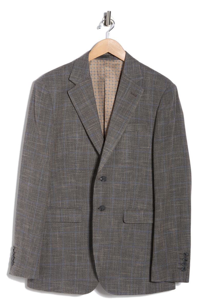 Tahari Slim Fit Plaid Sport Coat, Alternate, color, Grey