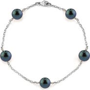The Pearl Source 7.0-7.5mm Japanese Akoya Black Pearl Tincup Bracelet