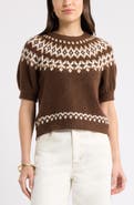 Caslon® Fair Isle Short Sleeve Sweater