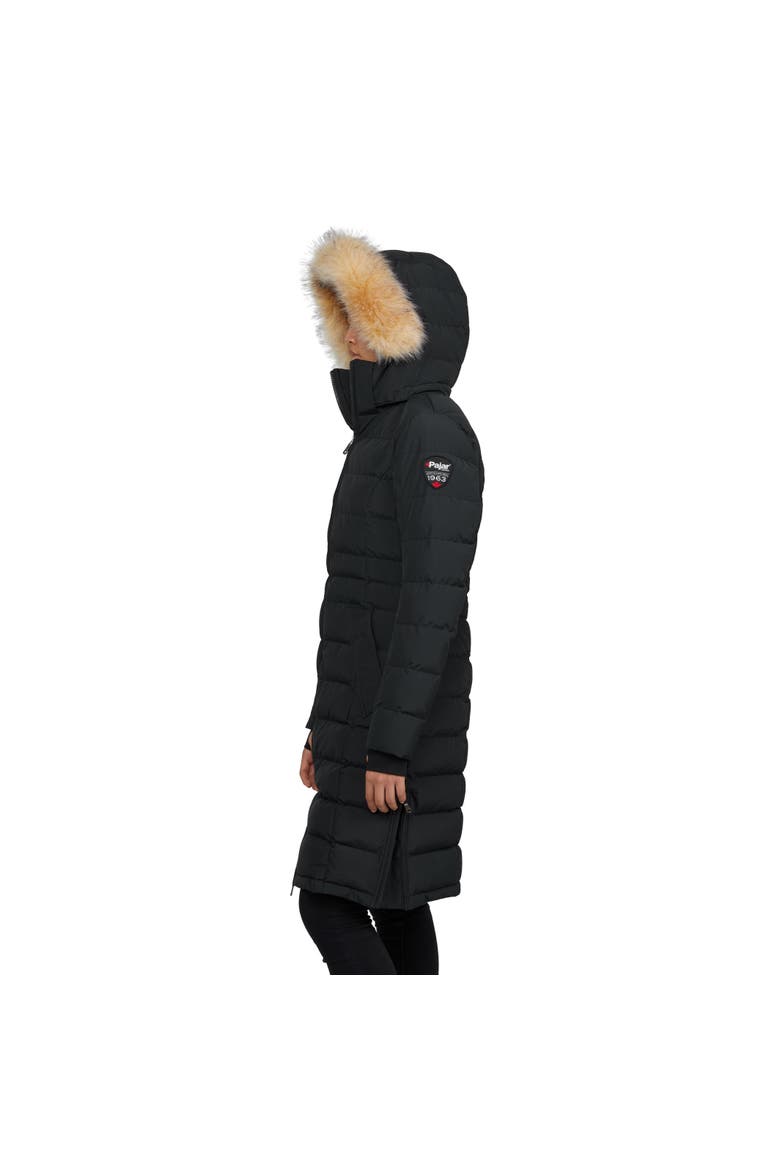 Venice Long Puffer with Removable Faux Fur Trim, Alternate, color, Black/Crystal