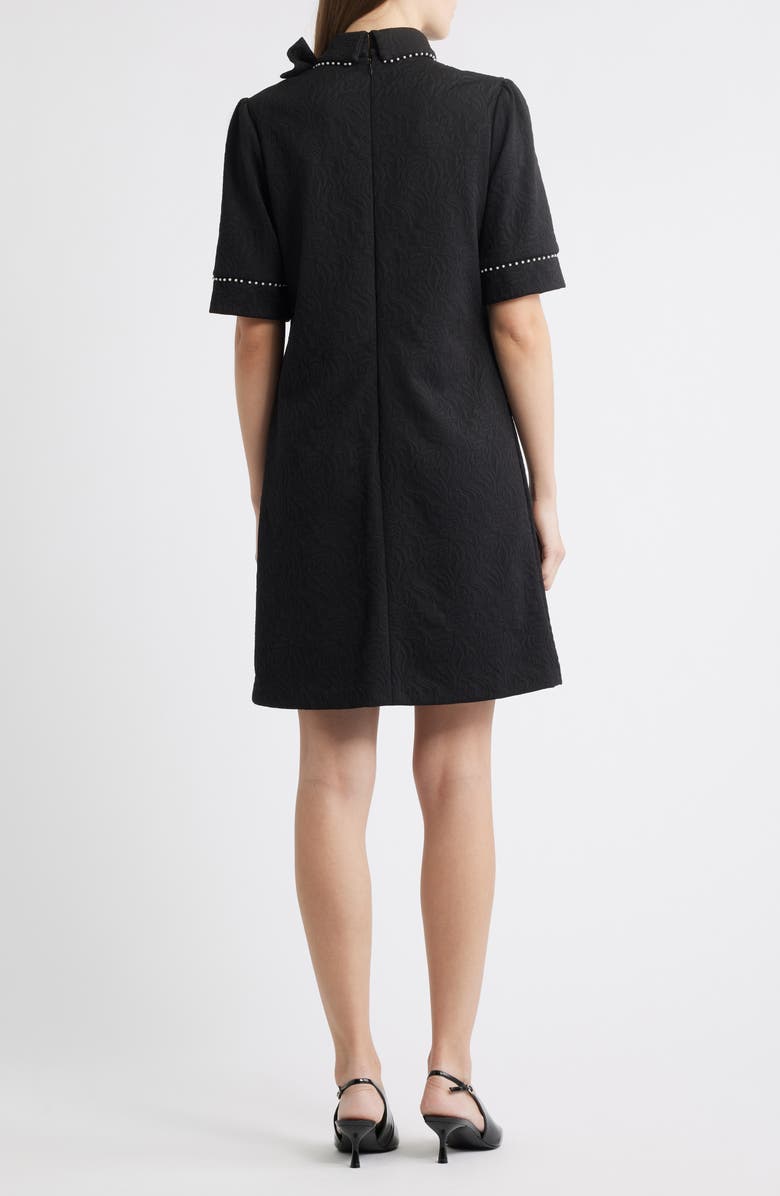 Julia Jordan Bow Neck Faux Pearl Trim Sheath Dress, Alternate, color, Black