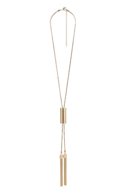 Long Brass Tassel Necklace