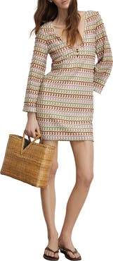 Veronica Beard Novien Embroidered Long Sleeve Minidress