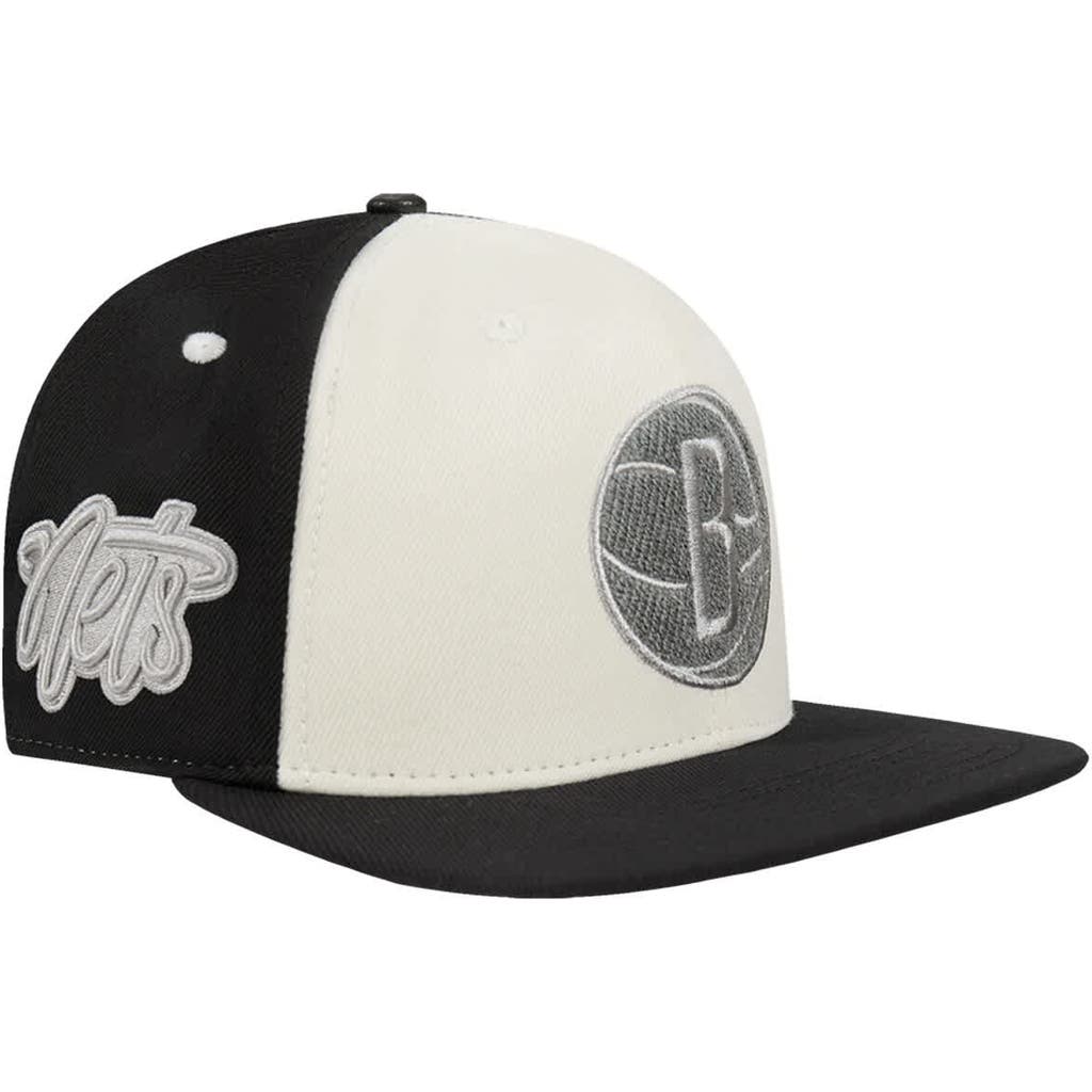 Pro Standard Cream Brooklyn Nets French Terry Snapback Hat In Black