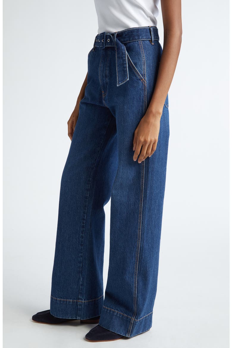 Taylor Belted High Waist Wide Leg Jeans, Alternate, color, DUSTED OXFORD