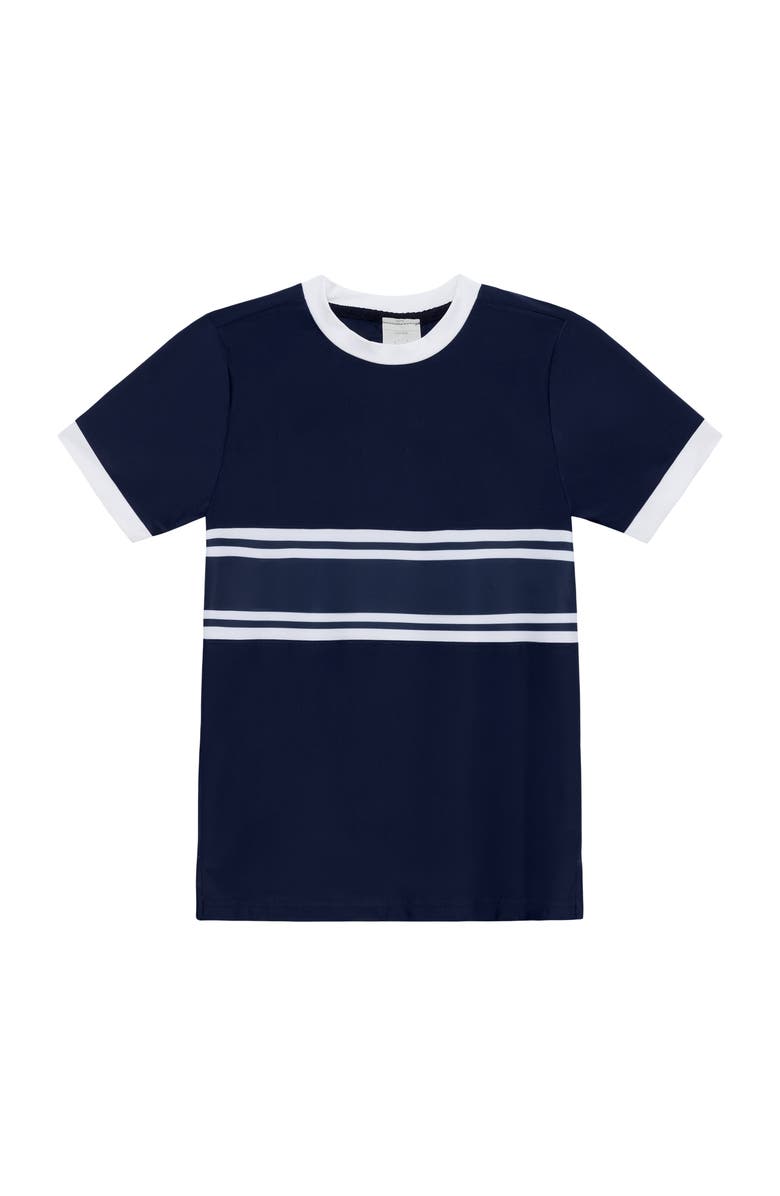 Courtside Kids Girls Practice Tee, Main, color, Navy Stripe