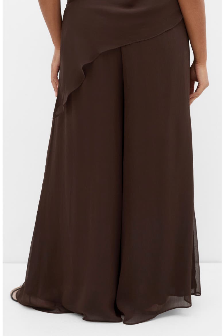 Skyla Elastic Waist Wide Leg Pants, Alternate, color, CHOCOLATE