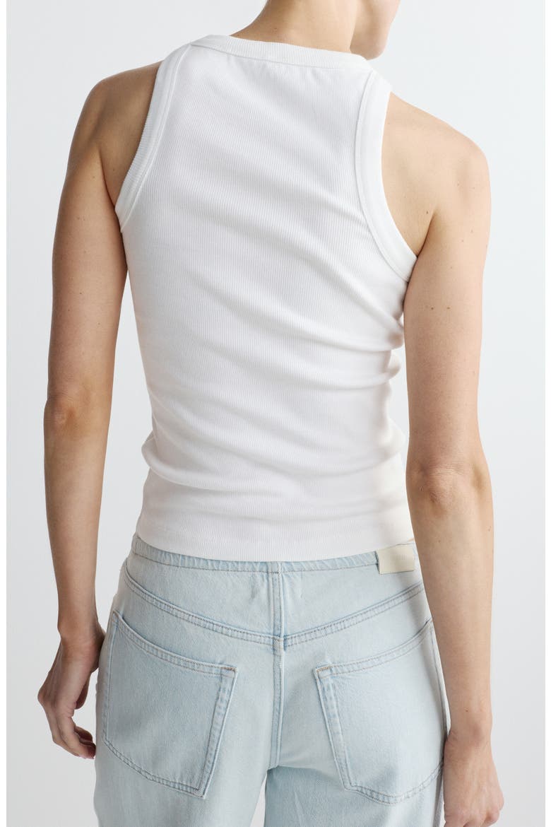 High Neck Stretch Cotton Rib Tank, Alternate, color, WHITE