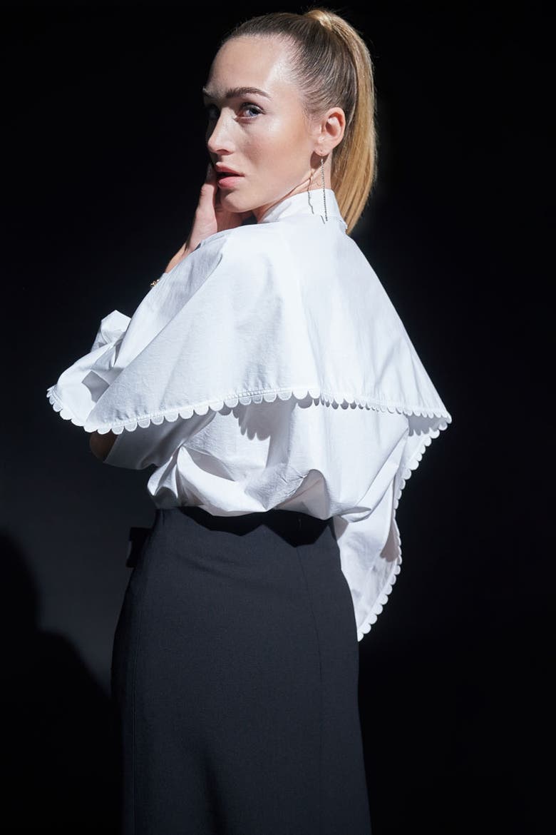 Cotton Poplin Blouse With Slits, Alternate, color, White