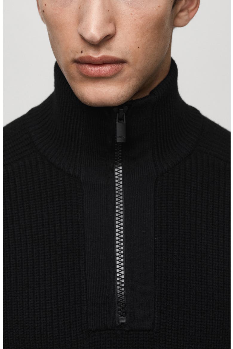 Wool Blend CoolMax Half Zip Pullover, Alternate, color, BLACK