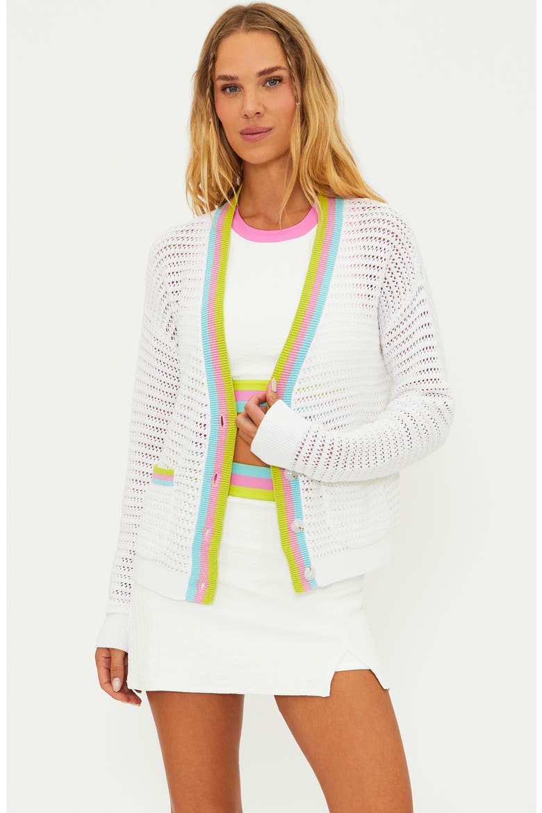 Gene Open Stitch Cotton Cardigan, Alternate, color, ROSE BLUSH
