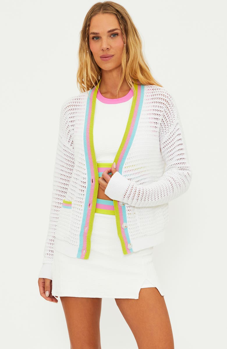 Beach Riot Gene Open Stitch Cotton Cardigan, Alternate, color, Rose Blush