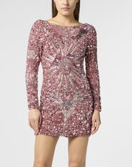 PHILIPP PLEIN Open Back Mini Dress Tattoo Paillettes Women
