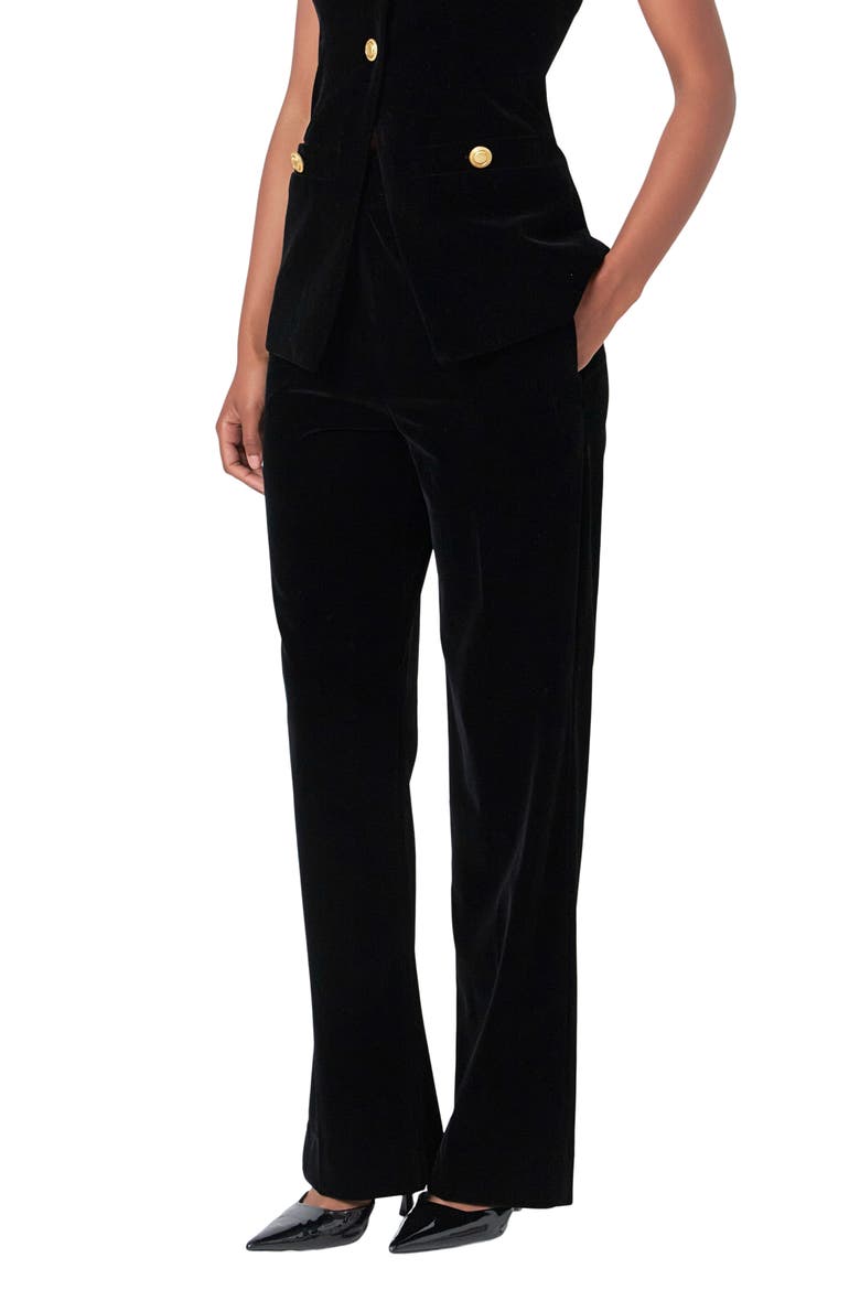 High Waist Wide Leg Velvet Pants, Alternate, color, BLACK