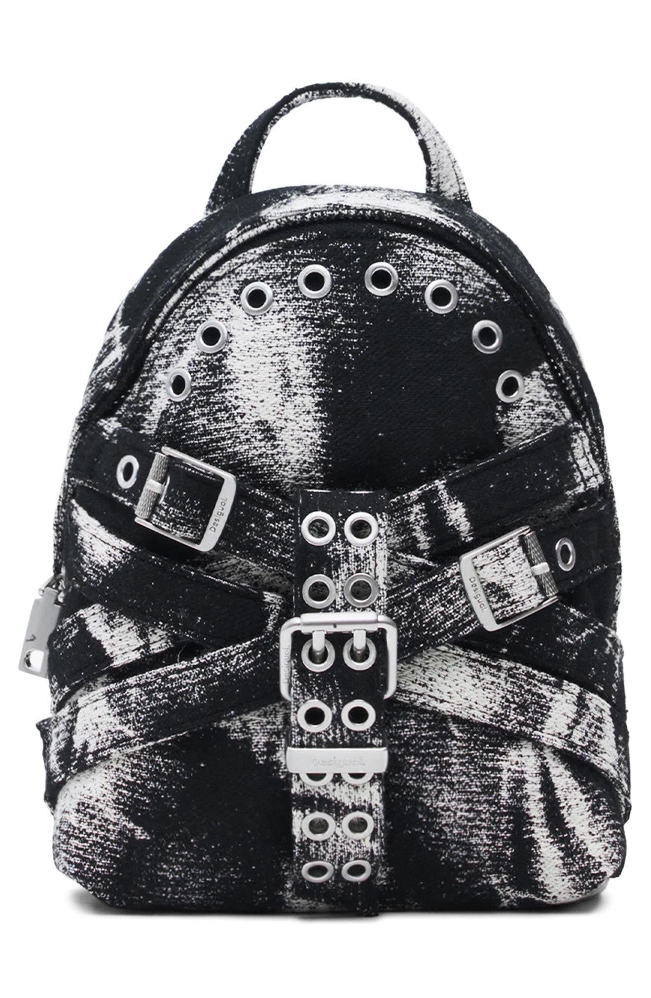 Distressed Mini Backpack, Main, color, BLACK