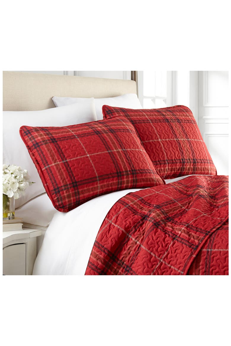 Plaid Collection- Luxury Premium Oversized Quilt Set, Alternate, color, RED