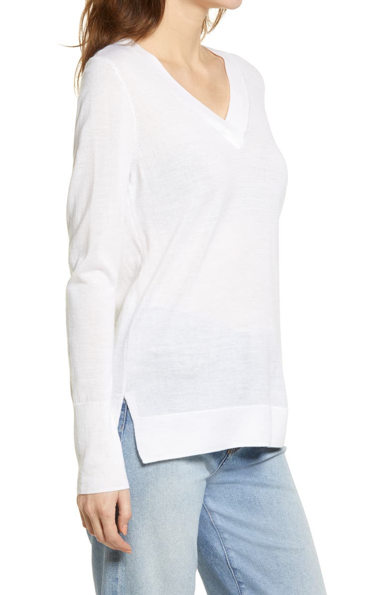 Halogen<sup>®</sup> V-Neck Merino Wool Blend Sweater, Alternate, color,