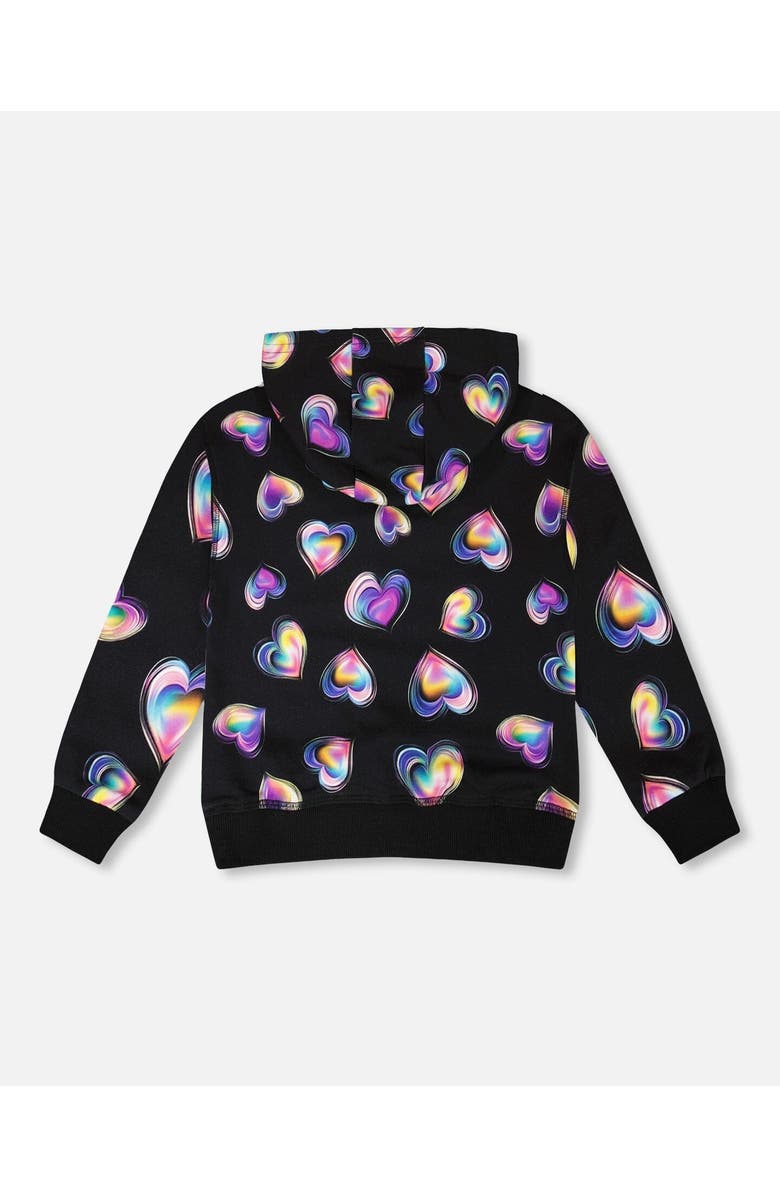 Deux par Deux Fleece Hoodie, Alternate, color, Black And Multicolor