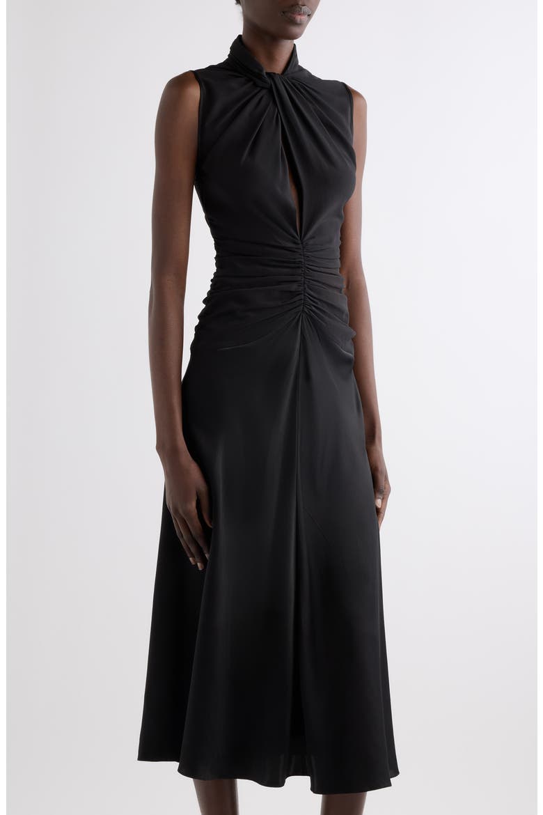 Delfi Silk Midi Dress, Alternate, color, BLACK