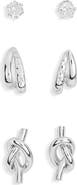 NORDSTROM RACK 3-Pack Knot Stud & Hoop Earrings