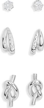 NORDSTROM RACK 3-Pack Knot Stud & Hoop Earrings