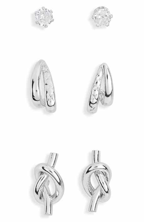 NORDSTROM RACK 3-Pack Knot Stud & Hoop Earrings