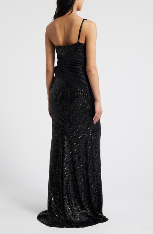 ELIZA J ELIZA J ONE-SHOULDER SEQUIN GOWN