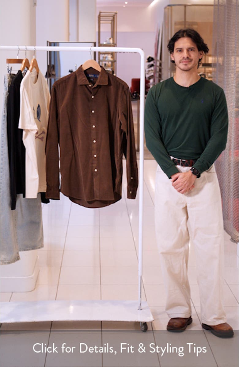 Classic Fit Solid Cotton Corduroy Button-Up Shirt, sales video thumbnail