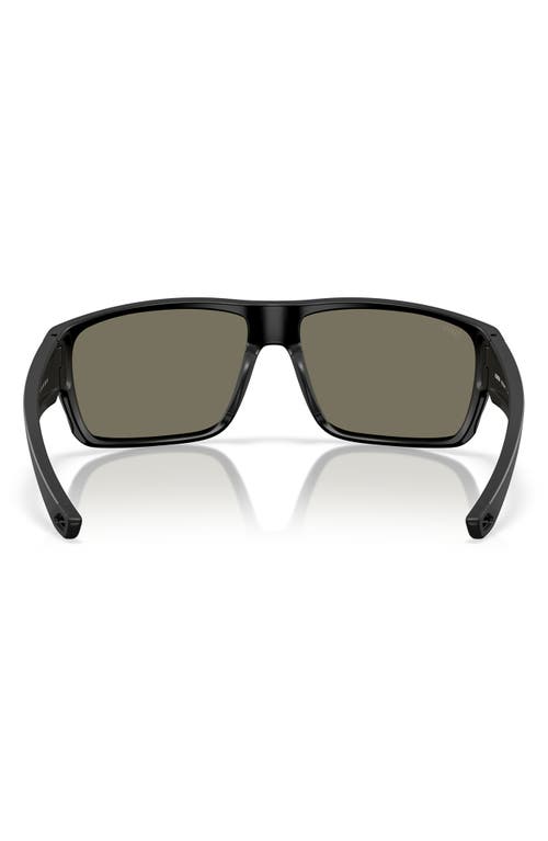 Costa Del Mar 64mm Polarized Rectangular Sunglasses In Matte Black/blue Mirror 580g