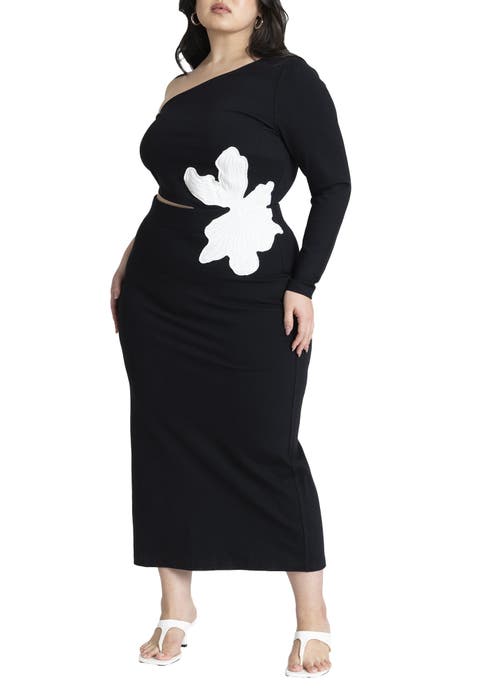 One Shoulder Flower Detail Dress