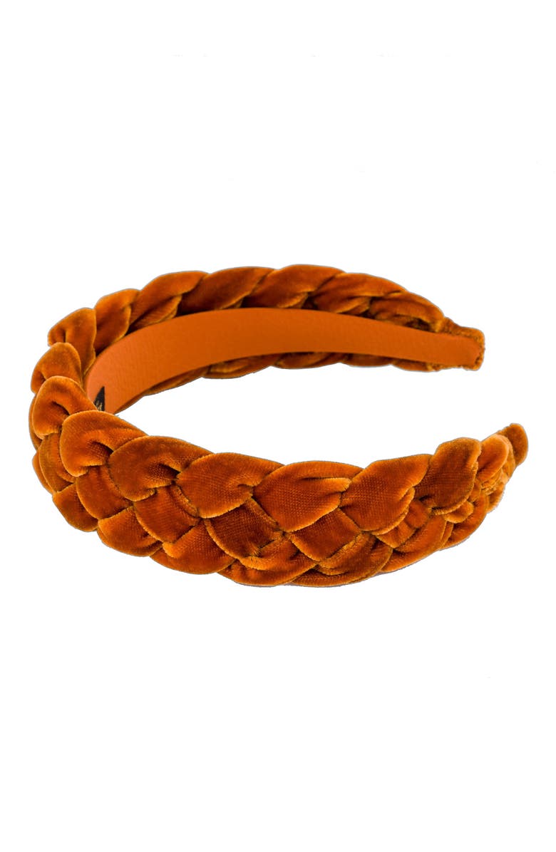 Alexandre de Paris Nocturne Braided Velvet Headband, Alternate, color, Brown