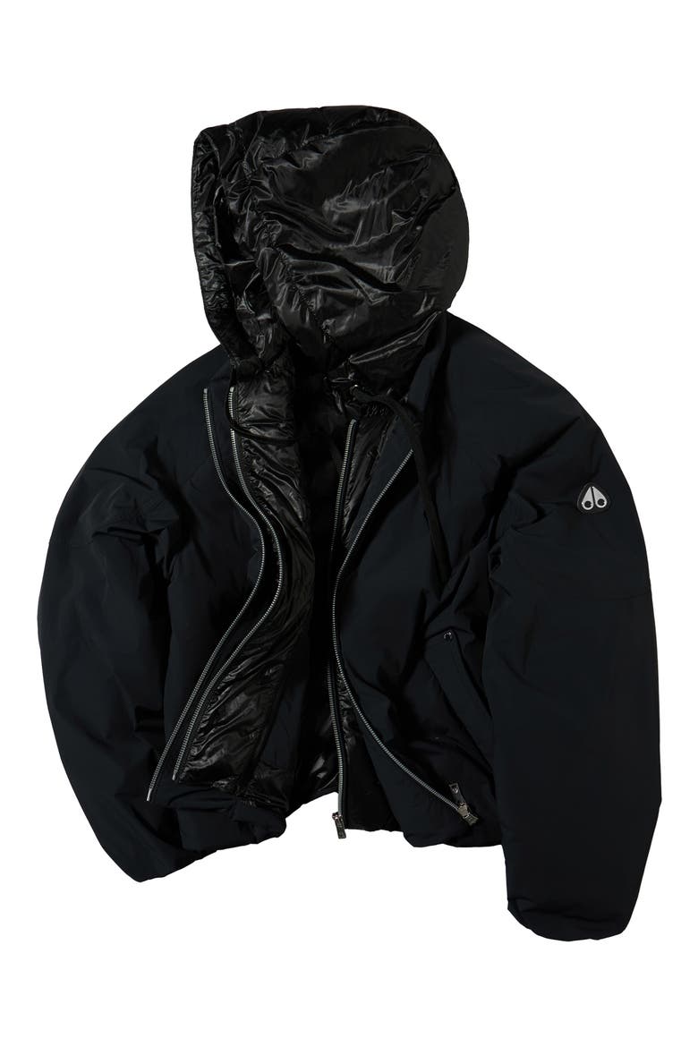 Tegan Water Repellent Layered Down Bomber Jacket, Alternate, color, BLACK