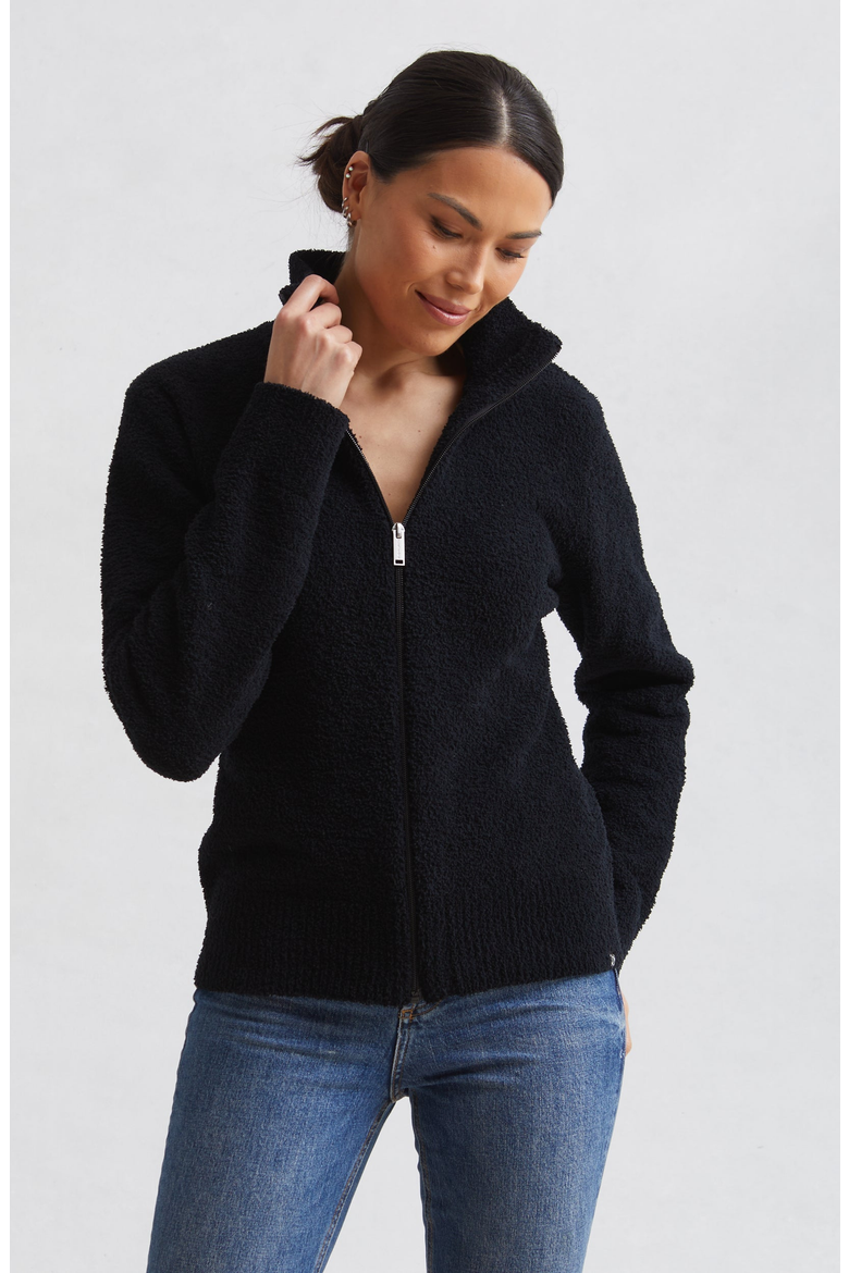 Womens Full Zip Sweater, Alternate, color, Black