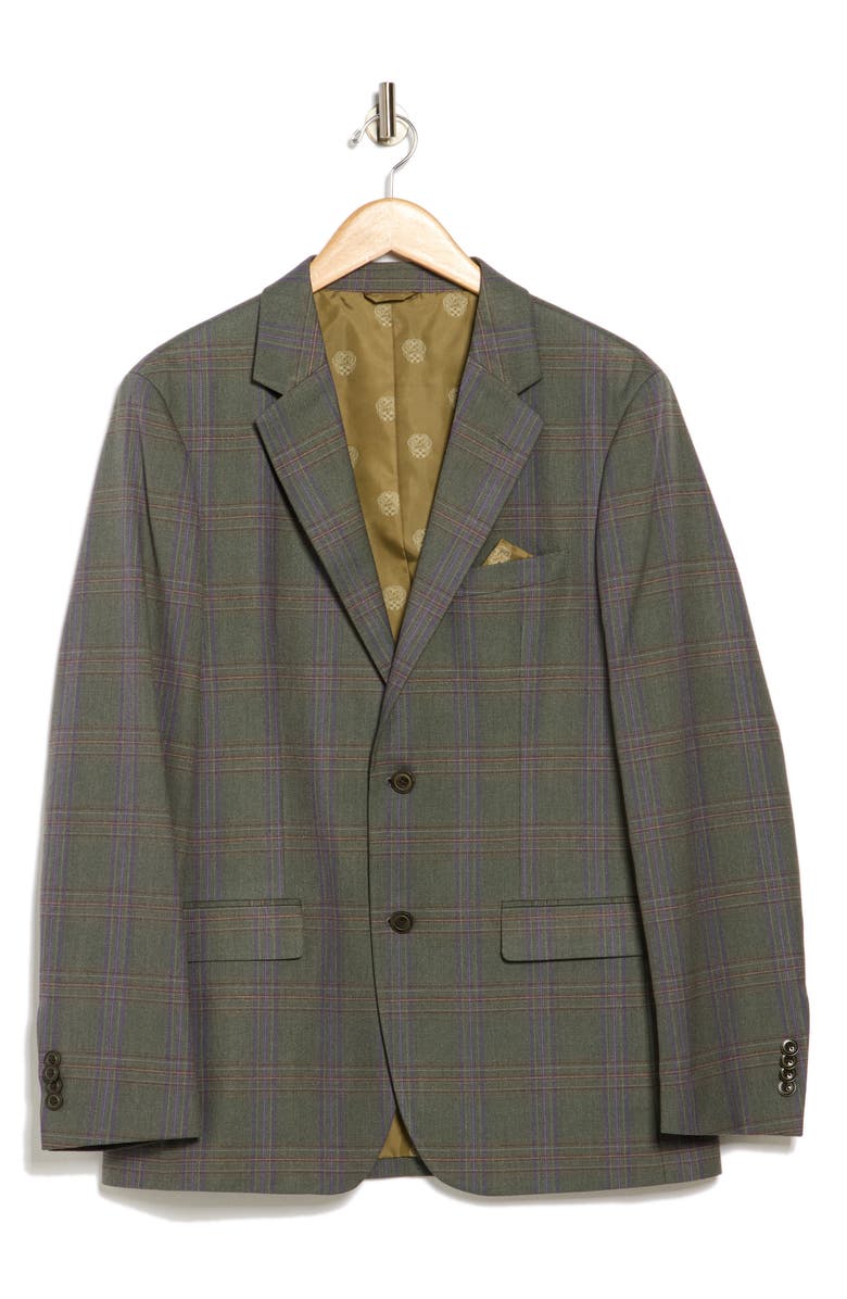 Vince Camuto Fancy Plaid Sport Coat, Alternate, color, Olive Plaid