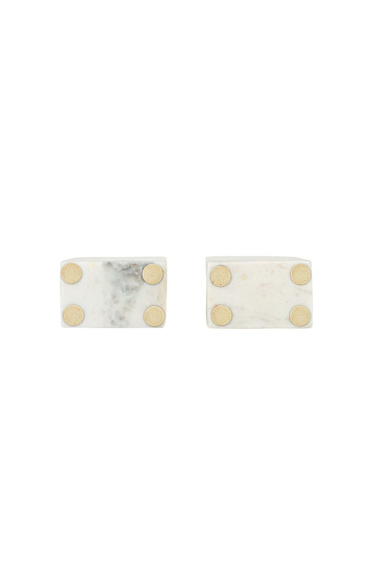 7" x 9" Large Premium Luxury White Marble Stone Decorative Arch Bookends, Set of 2, Alternate, color, White