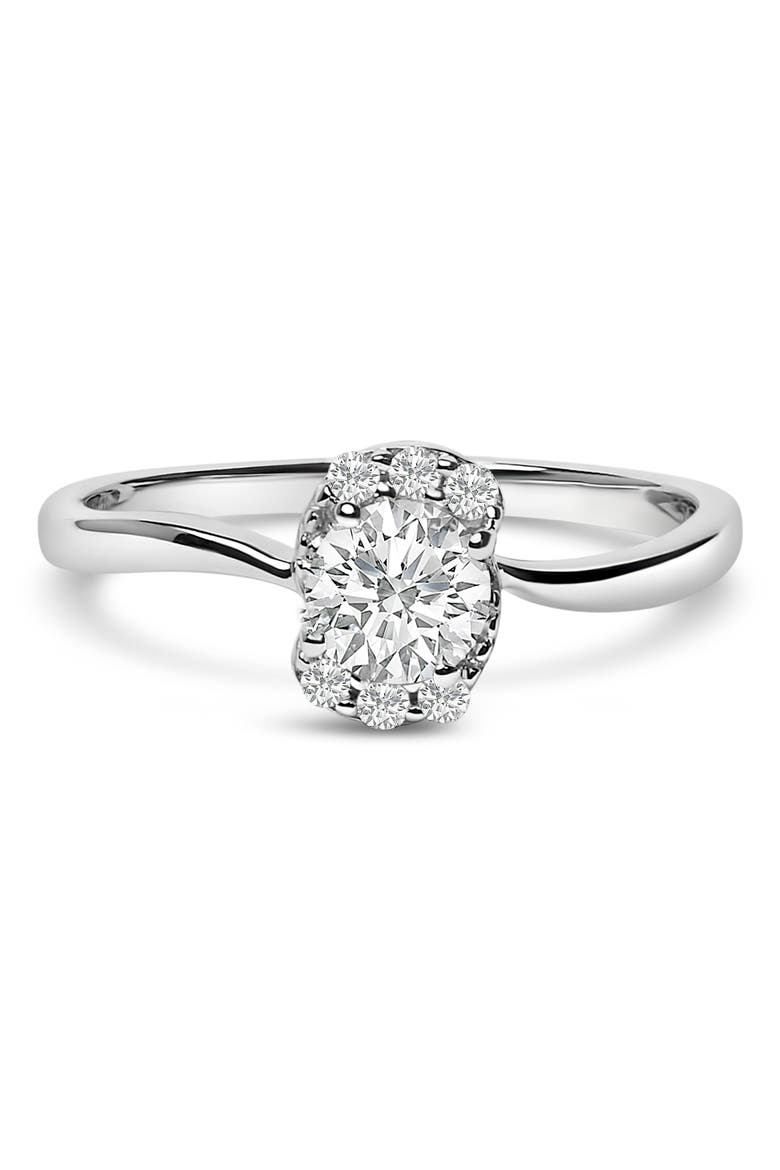 Sterling Silver Lab Grown 1/2 Cttw Diamond Floral Cluster Engagement Ring, Main, color, Silver
