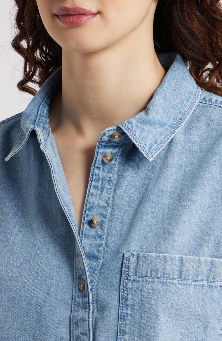 Treasure & Bond Short Sleeve Denim Button-Up Shirt, Alternate, color, Light Wash