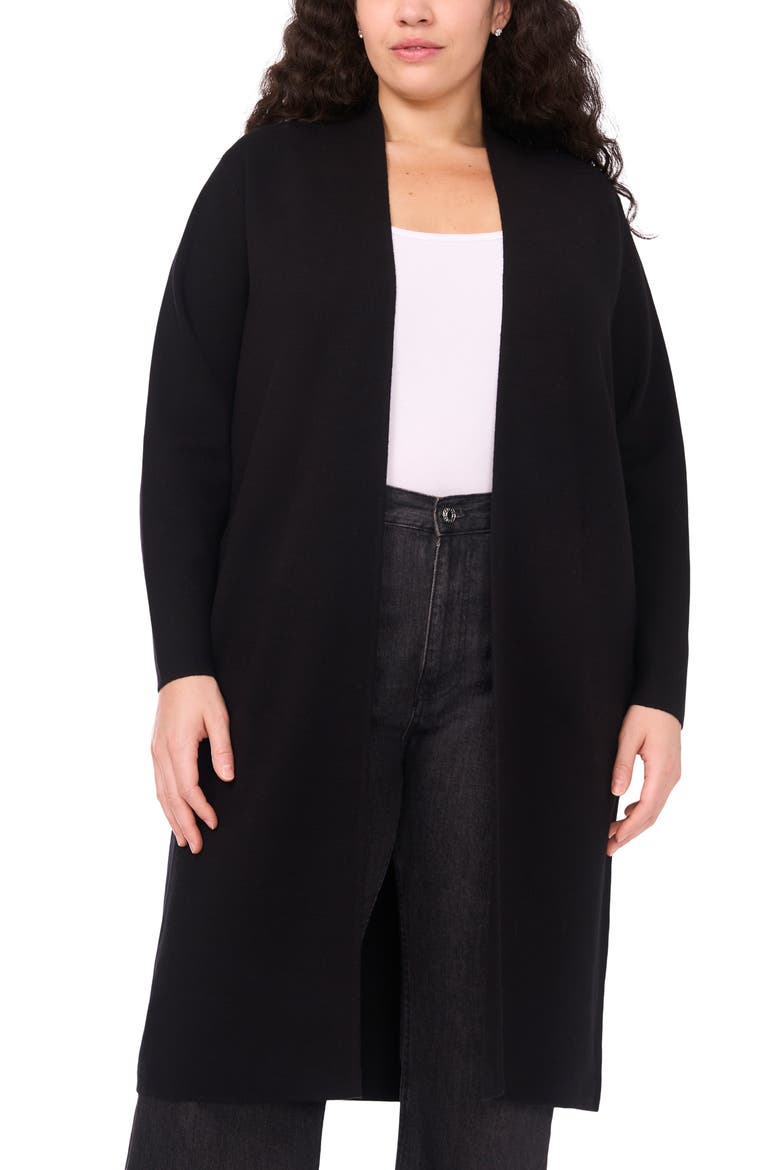 Open Front Longline Cardigan, Alternate, color, RICH BLACK