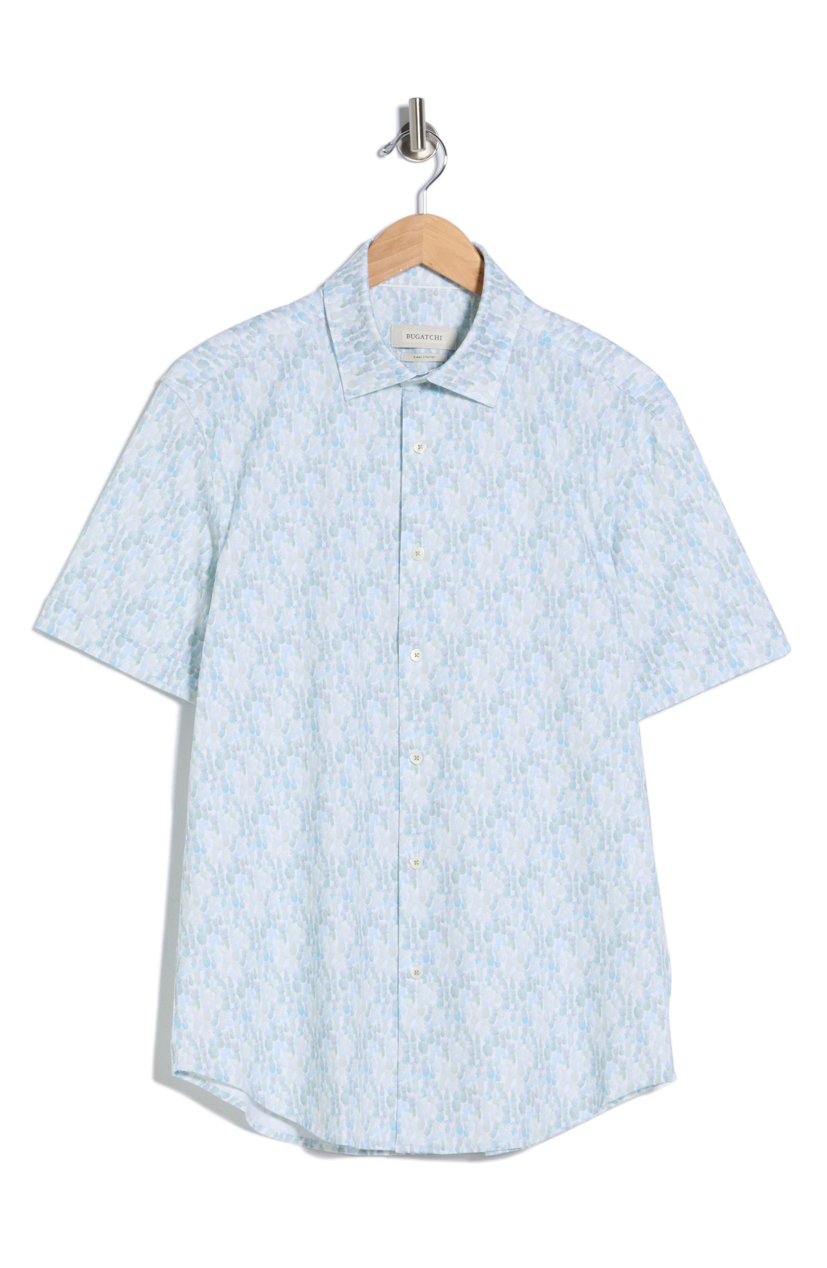 Bugatchi Short Sleeve Stretch Cotton Button-Up Shirt