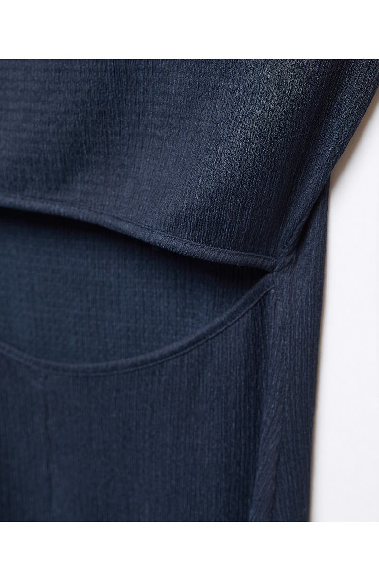 MANGO Back Cutout Textured Midi Dress, Alternate, color, Dark Navy