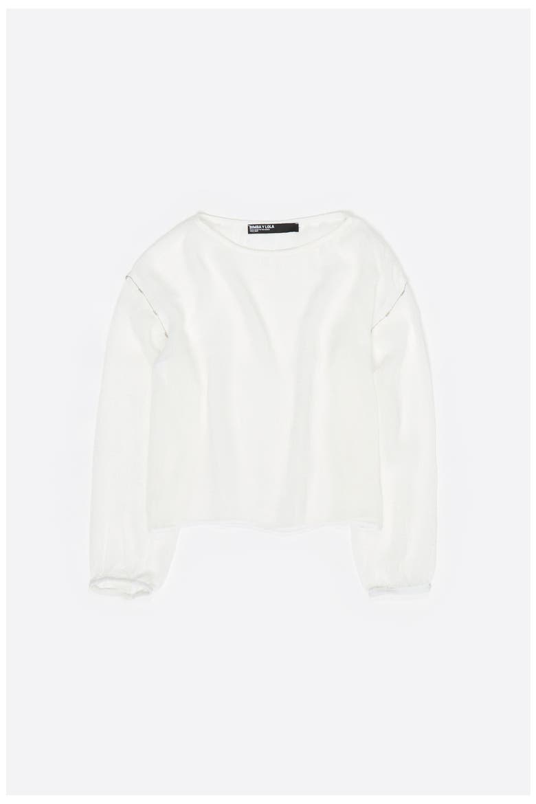 Sweater with Metallic Beads, Alternate, color, WHITE