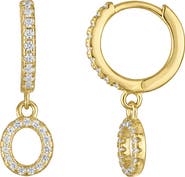FZN Pavé Cubic Zirconia Initial Huggie Drop Earrings
