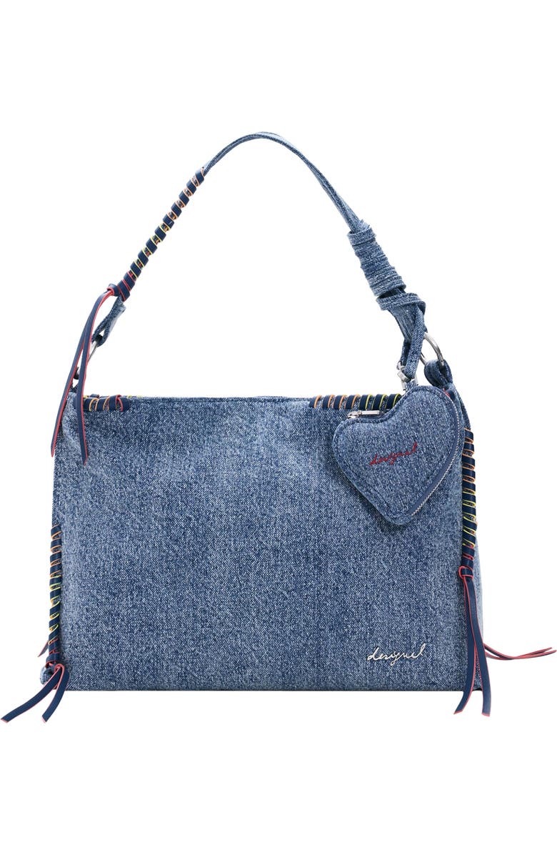 Desigual Denim Shoulder Bag, Main, color, Light Blue