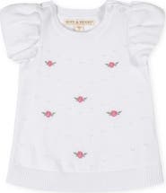 Hope & Henry Kids' Organic Ruffle Sleeve Pointelle Sweater